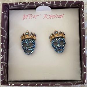 Betsey Johnson Sugar Skull Rhinestone Earrings